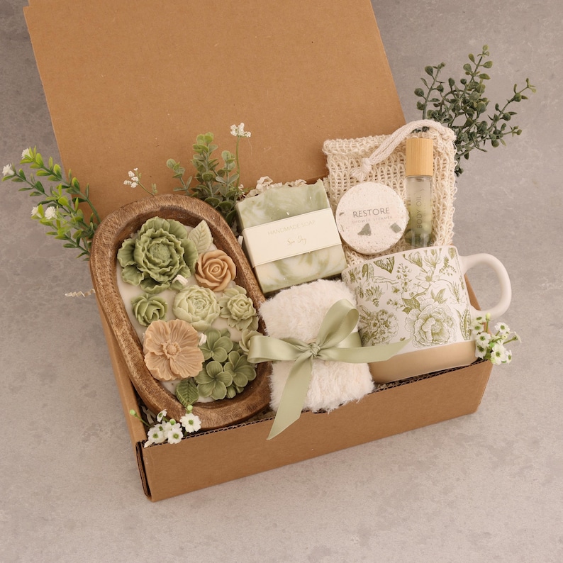 Sympathy Gift Basket, Hygge Gift Box with Blanket, Sending a hug, Thinking of you, bereavement gift, Encouragement gift, Thank You, Sunshine GreenFlowerWoodCandl