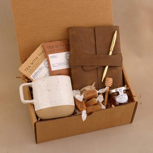 Warm gift, sending a hug, hygge gift box, recovery gift basket, get well soon, thinking of you, thank you gift, care package for her JournalTeaSmall