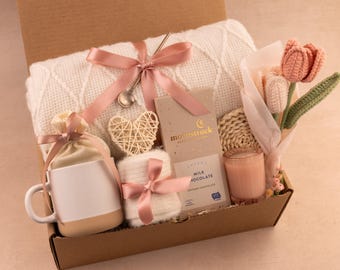 Sending a hug gift box, thinking of you, birthday gift, self care gift basket, warm and cozy, thank you gift box, get well soon