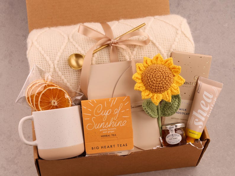 Thank you gift, thank you gift for friend, Hygge Gift Box with Blanket, thank you gift box, thank you gift mentor, teacher, coworker Sunflower Sunshine