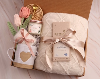 Gift Box With Blanket, Care Package For Her, Happy Easter, Sending A Hugs, Gift For Mom, Mother'S Day Gift, Sympathy Gift Basket