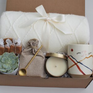 Sending Healing Vibes Gift Box For Women, Gift Basket With Blanket, Succulent, Socks, Candle, Get Well Gift For Her, Thinking Of You Gift OneDayAtTimeBlanket