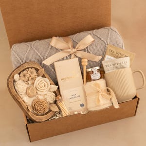 Gift Basket Get Well Care Package for Him, Care Package for Him, Surgery Care Package for Men, Thinking of You Care Package for Men GrayBlanketWoodCandl