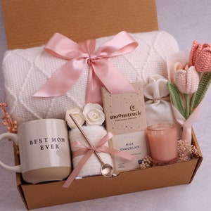 Sunshine Mothers Day Gift Box, Mothers Day Gift From Daughter, Gift For Mom, Best Mom Ever, Mothers Day Gift basket, Care Package for Mom Pink Tulips Mom Mug
