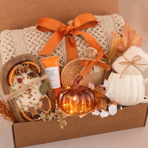 Caja de regalo Hygge de otoño, cesta Boo, regalo de temporada espeluznante, set de regalo acogedor de otoño, regalo de cosecha, especias de calabaza, regalos de Halloween