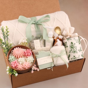 Sympathy Gift Box, Care Package For Her, Care Package, Sending Love and Hugs, Thinking of you Gift Box, Hygge Gift Box With Blanket Pink SucculentCandle