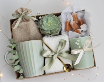 Personalized Gift For Women, Birthday Box, Tea Gift Set, Custom Spa Gift Basket, Care Package For Her, Self Care Gift Box, Thank You Gift