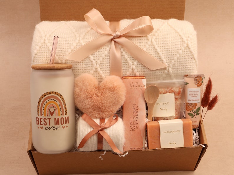 Gift Box With Blanket, Care Package For Her, Happy Easter, Sending A Hugs, Gift For Mom, Mother'S Day Gift, Sympathy Gift Basket Best Mom Spa