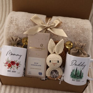 New Baby Gift Box, Congrats On Your New Baby, New Mama Succulent Gift Box, Congratulations Pregnancy Gift Set, Live Succulent Care Package DualMug Blanket