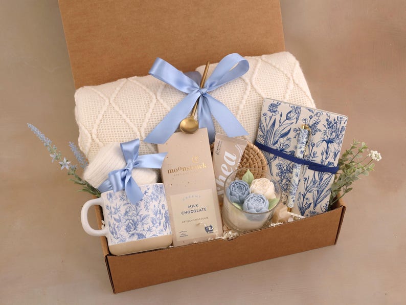 Care Package For Her, Birthday Gift Basket, Get Well Soon Gift, Gift Box For Women, Hygge Gift Box, Thinking Of You Gift, Self Care Package BlueToileJournal