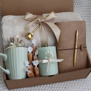 Self Care Gift Box, Sending Hugs Gift Box, Care Package For Her, Care Package Friend, Tea Gift Box, Cheer Up Gift Box, Thinking Of You GreenPillarBlkJrn