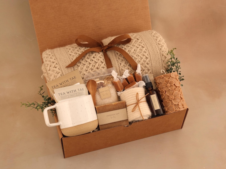 Gift Basket Get Well Care Package for Him, Care Package for Him, Surgery Care Package for Men, Thinking of You Care Package for Men SpaRusticBrownFlower