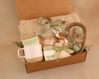 Personalized Gift For Women, Birthday Box, Tea Gift Set, Custom Spa Gift Basket, Care Package For Her, Self Care Gift Box, Thank You Gift