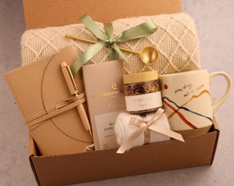 Sympathy Gift Basket, Hygge Gift Box with Blanket, Sending a hug, Thinking of you, bereavement gift, Encouragement gift, Thank You, Sunshine