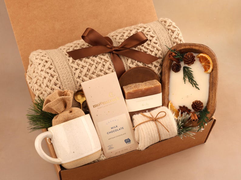 Self Care Gift Box, Sending hugs gift box, Care Package For Her, Care Package Friend, Tea Gift Box, Cheer Up Gift Box, Thinking Of You WoodCandleRusticChoc