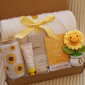 Gift Box With Blanket, Care Package For Her, Happy Easter, Sending A Hugs, Gift For Mom, Mother'S Day Gift, Sympathy Gift Basket Sunshine Blanket
