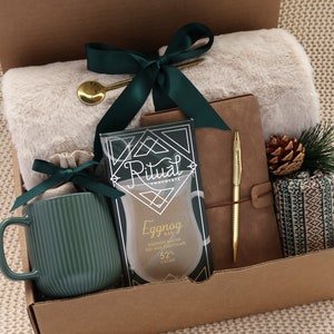 Cozy Hygge Gift Box, Self Care Gift Box, Fall Gift Box, Holiday Gifts, Gift Set For Her Mom, Miss You, Sending A Hug, Gift For Colleagues Eggnog MugJournal