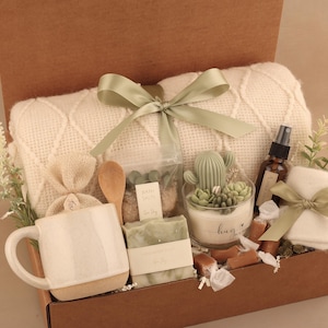 Care Package For Her, Birthday Gift Basket, Get Well Soon Gift, Gift Box For Women, Hygge Gift Box, Thinking Of You Gift, Self Care Package HugCactusGlassCandle