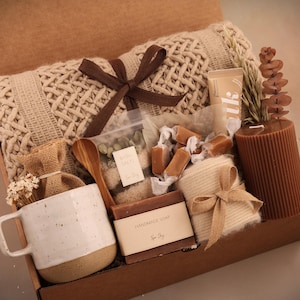 Gift Basket Get Well Care Package for Him, Care Package for Him, Surgery Care Package for Men, Thinking of You Care Package for Men Spa Blanket Rustic