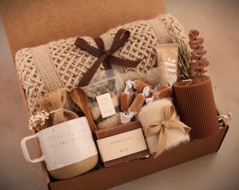 Sympathy Gift Basket, Hygge Gift Box with Blanket, Sending a hug, Thinking of you, Thank You gift, Encouragement gift