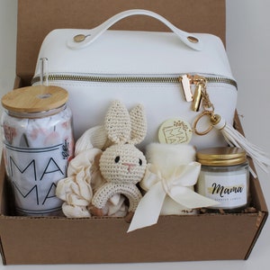 New Mom and Baby Gift Box for Women After Birth, Baby Gift Basket, Postpartum Care Package, Push Present, Newborn Boys, Girls, Unisex MamaBag Bunny