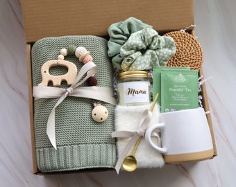 Baby Blanket Gift Box, Baby gift, Newborn gift, Personalized, Stroller Blanket, Newborn Baby Gift, Cotton Knit, baby shower Gift