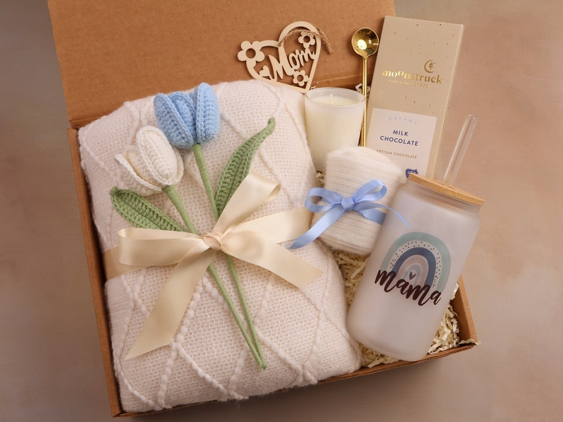 Mother's day gift from daughter, Mothers Day Gift Box, Mothers day gift for Grandma, Mothers Day Spa Gift, Mom Blue Tulip