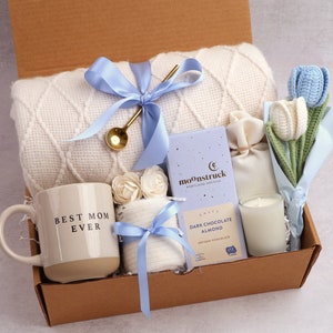 Mother's day gift from daughter, Mothers Day Gift Box, Mothers day gift for Grandma, Mothers Day Spa Gift, Mom Blue Tulips