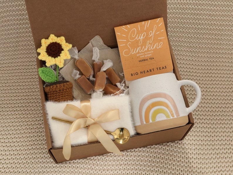 Sending a hug gift box, thinking of you, birthday gift, self care gift basket, warm and cozy, thank you gift box, get well soon Sunshine Small
