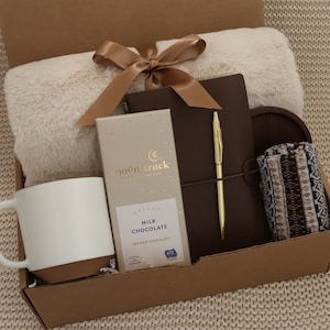 Get Well Soon Blanket Gift Box For Women and Men, Care Package For Her or Him, Thinking Of You, Sympathy, Surgery Recovery, Tea Basket afbeelding 6