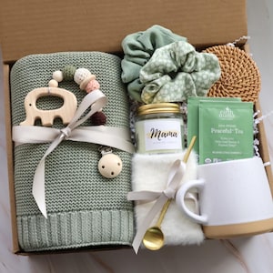 Paquete de cuidado para mamás primerizas, caja de regalo para el embarazo y posparto, regalo para futuras mamás, cesta de regalo para mamás, set de regalo para el embarazo, set de regalo para recién nacidos BabyBlanket Elephant