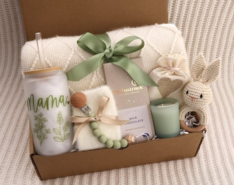 Coffret cadeau pour maman et bébé avec couverture, cadeau pour femme après la naissance, panier-cadeau après la grossesse, kit de soins pour future maman après l'accouchement