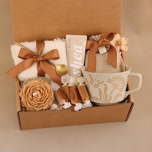Sympathy Gift Basket, Hygge Gift Box with Blanket, Sending a hug, Thinking of you, bereavement gift, Encouragement gift, Thank You, Sunshine BrownFlowerCandle S