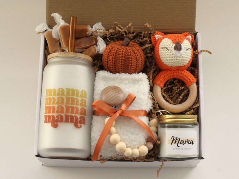 New Mom and Baby Gift Box for Women After Birth, Baby Gift Basket, Postpartum Care Package, Push Present, Newborn Boys, Girls, Unisex Mama Fall Fox