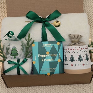 Caja de regalo navideña, canasta de regalo de Navidad, regalo hygge, envío de un abrazo, caja de regalo para mujer, paquete de cuidado para ella, regalo de agradecimiento, idea de caja de regalo GlassBall Peppermint