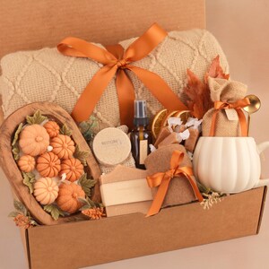 Pensando en ti, Caja de regalo de suculentas, Te extraño, Caja de regalo de amistad, Paquete de cariño, Regalo para demostrar que piensas en mí Fall Orange Pumpkins