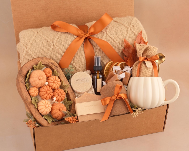 Pensando en ti, Caja de regalo de suculentas, Te extraño, Caja de regalo de amistad, Paquete de cariño, Regalo para demostrar que piensas en mí Fall Orange Pumpkins