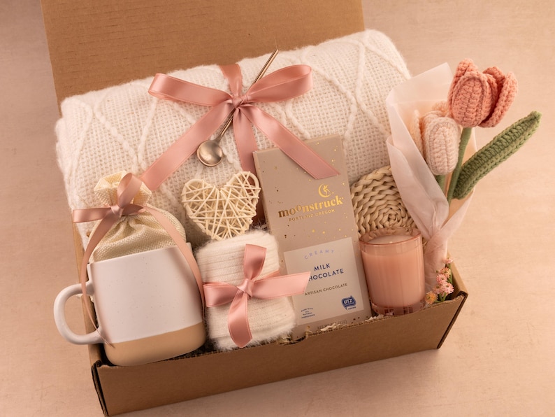 Gift Basket Get Well Care Package for Him, Care Package for Him, Surgery Care Package for Men, Thinking of You Care Package for Men Pink Tulip Heart