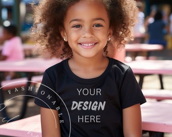Black Bella Canvas 3001Y/ 3001T Mockup Girls Mockup Black Girls T-Shirt Mockup Back to School Mockup Black Girl Mockup Diverse Kids Mockup