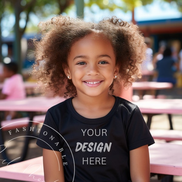 Black Bella Canvas 3001Y/ 3001T Mockup Girls Mockup Black Girls T-Shirt Mockup Back to School Mockup Black Girl Mockup Diverse Kids Mockup