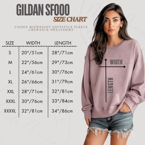 SF000 Gildan Size Chart Gildan SF000 Sweater Size Chart SF000 Crewneck Imperial Metric Measurement Chart Midweight Softstyle Fleece Mockup