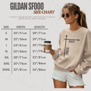 SF000 Gildan Size Chart Gildan SF000 Sweater Size Chart SF000 Crewneck Imperial Metric Measurement Chart Midweight Softstyle Fleece Mockup