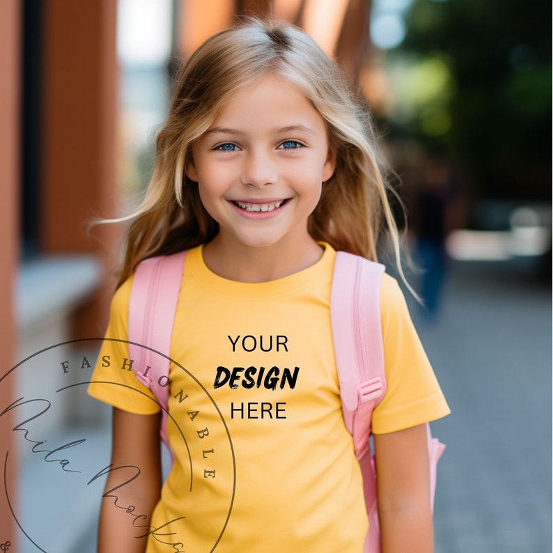 Kids Tshirt Mockup Gold Yellow Mockup Back to School Kids Etsy