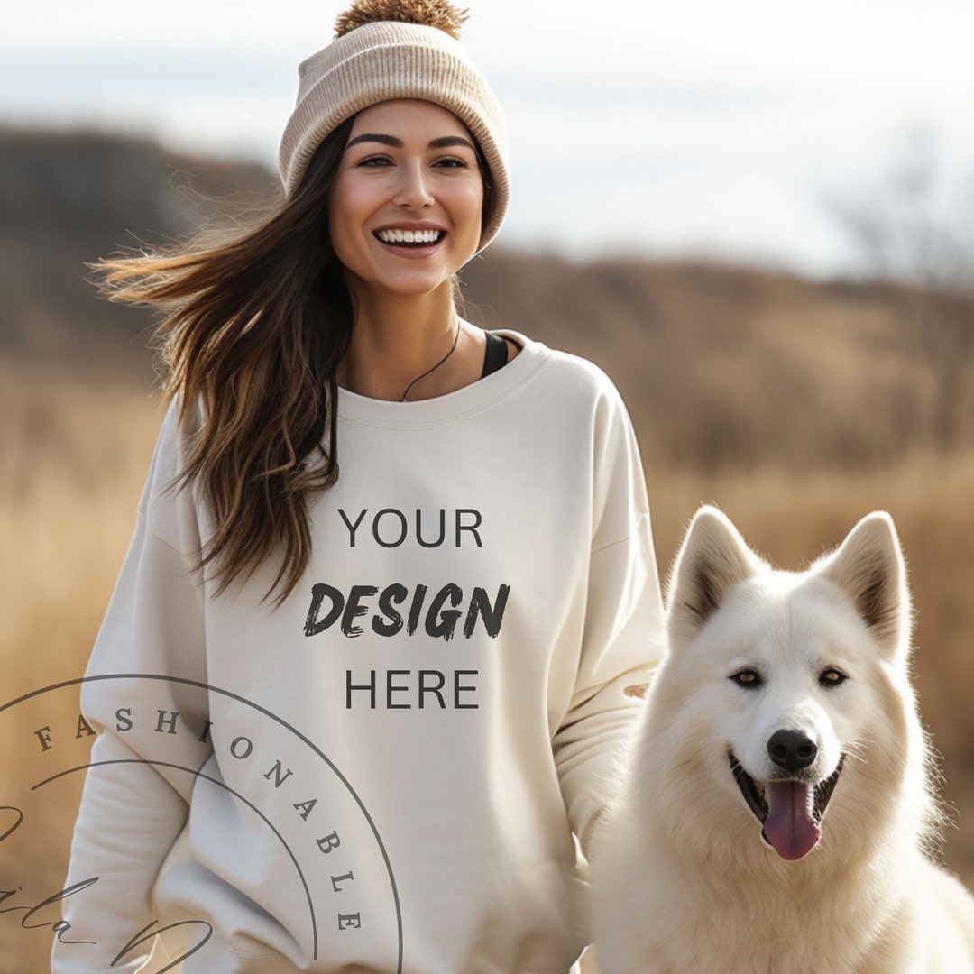 Dog Mom Bone Cotton Heritage M2480 Sweatshirt Mockup Dog Parent Fall