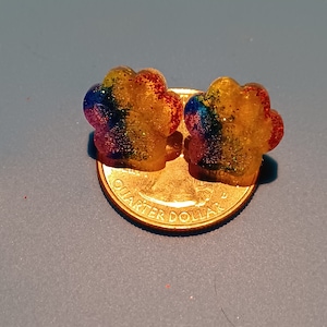 Rainbow Puppy Paw Stud Earrings