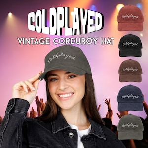 Coldplayed Embroidered Vintage Corduroy Cap, Unisex Baseball Hat, Retro Corduroy Hat, Casual Summer Accessory, Gift for Music