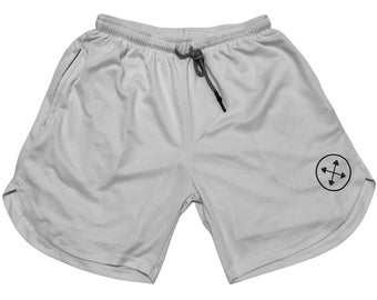 ATHLETEREALM Men’s 2 In 1 Activewear Gym Shorts - White