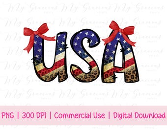 Coquette USA PNG, America Coquette Bow Png, America Png, Leopard Print USA, America Coquette Bow Png, Retro America Png, 4th Of July Png