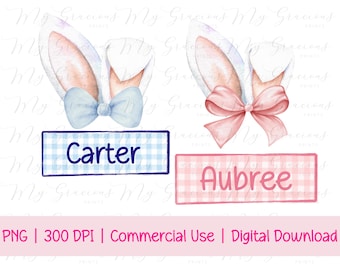 Personalized Kid Name Easter Bunny Ear png, Easter name png, cute bunny ears png, Kids Easter PNG for boys, Kids Easter PNG for girls