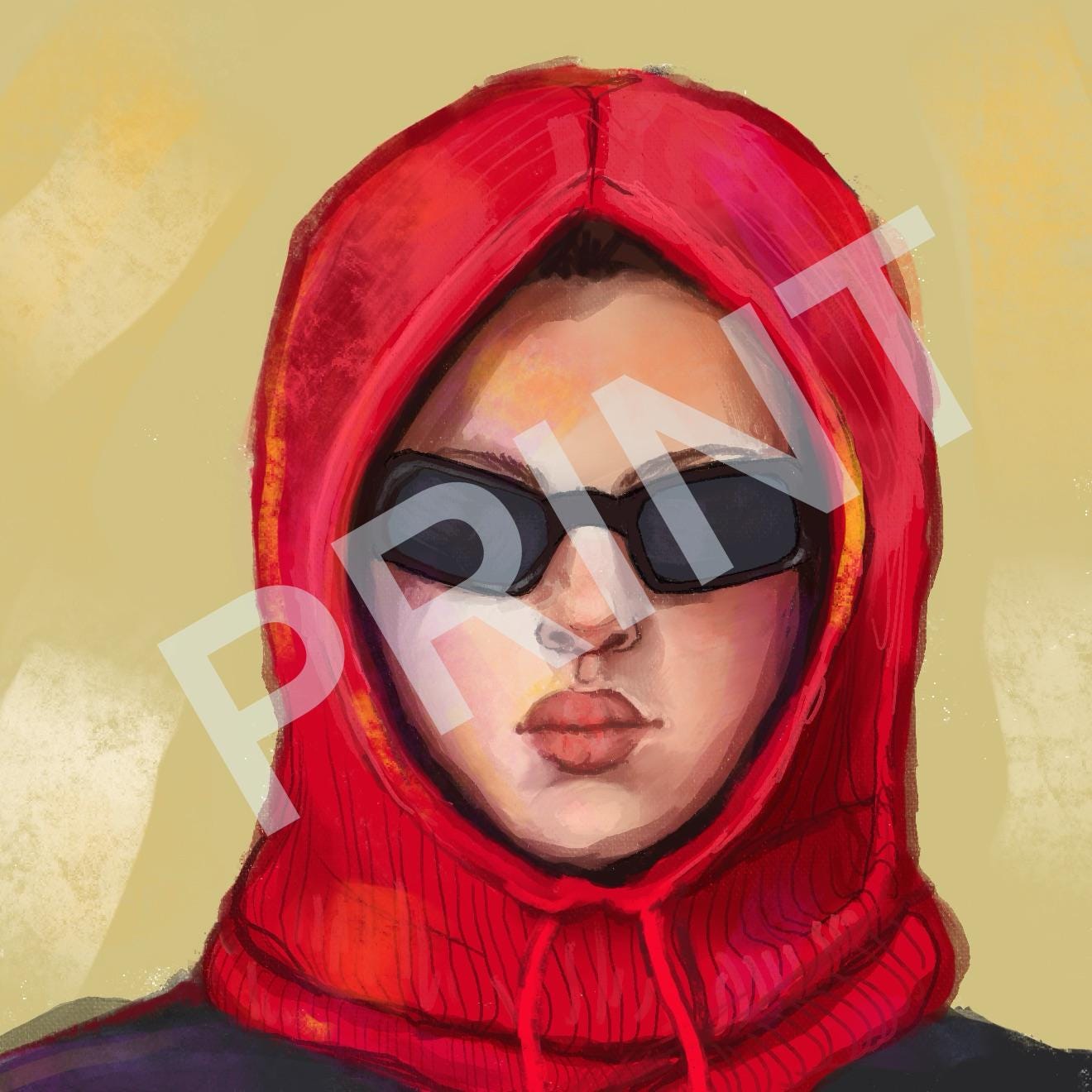 Red Funky Digital Art Print - Etsy